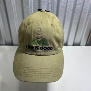 Life Is Good Khaki Green Mountain Logo Baseball Cap Dad Hat Adjustable strap